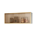 Contemporary Faux Wood Wall Mounted Display Cabinet with Glass Door