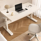 Casual Manual Auburn/White Standalone Standing Desk with Trestle Base, Adjustable Height, Mildew Resistant