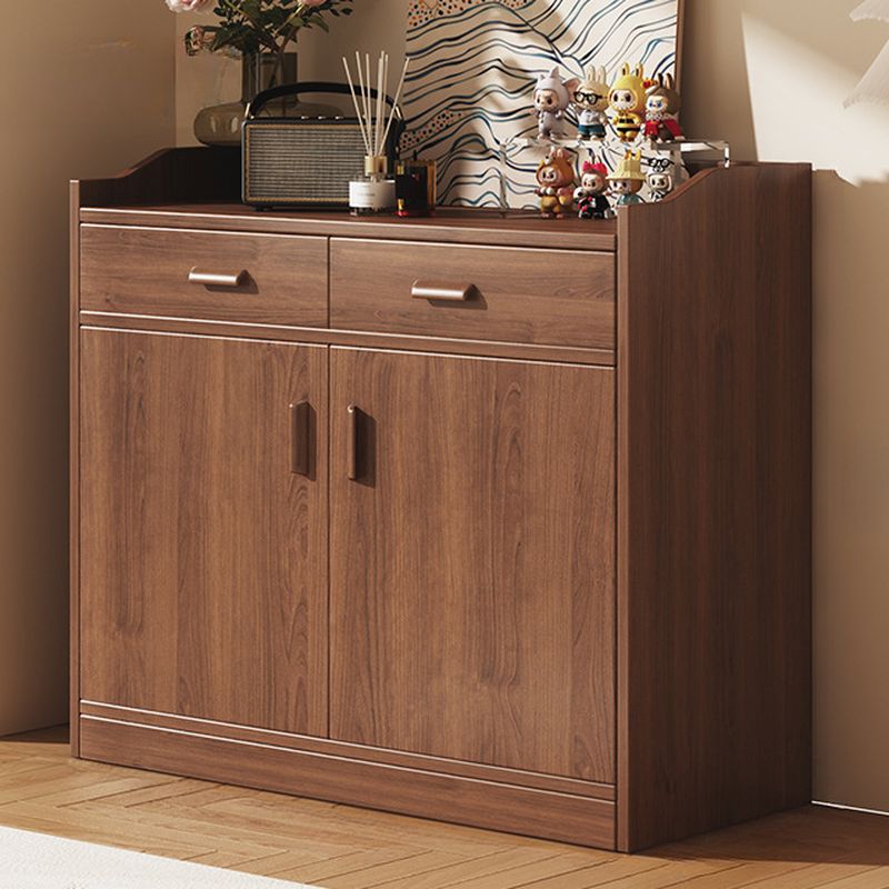 Modern Simple Style Narrow Sideboard with 3 Drawers, Hutch, 2 Shelves, Engineered Wood Countertop, and 3 Doors