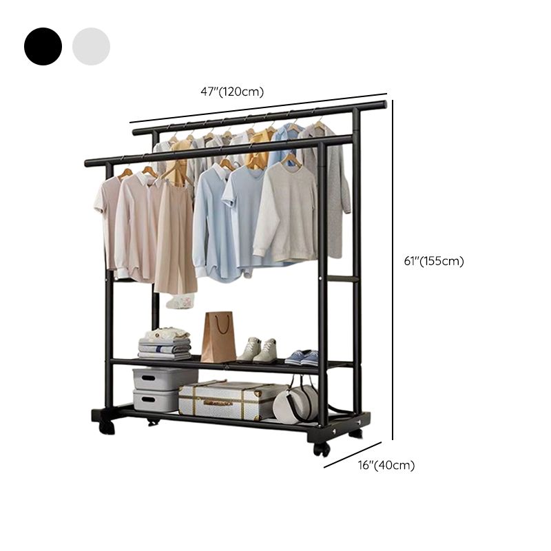 Modern Simple Style Hall Rack with Receptacle Storage, 1 Shelf/2 Shelves, Steel Frame, and Alloy Hook