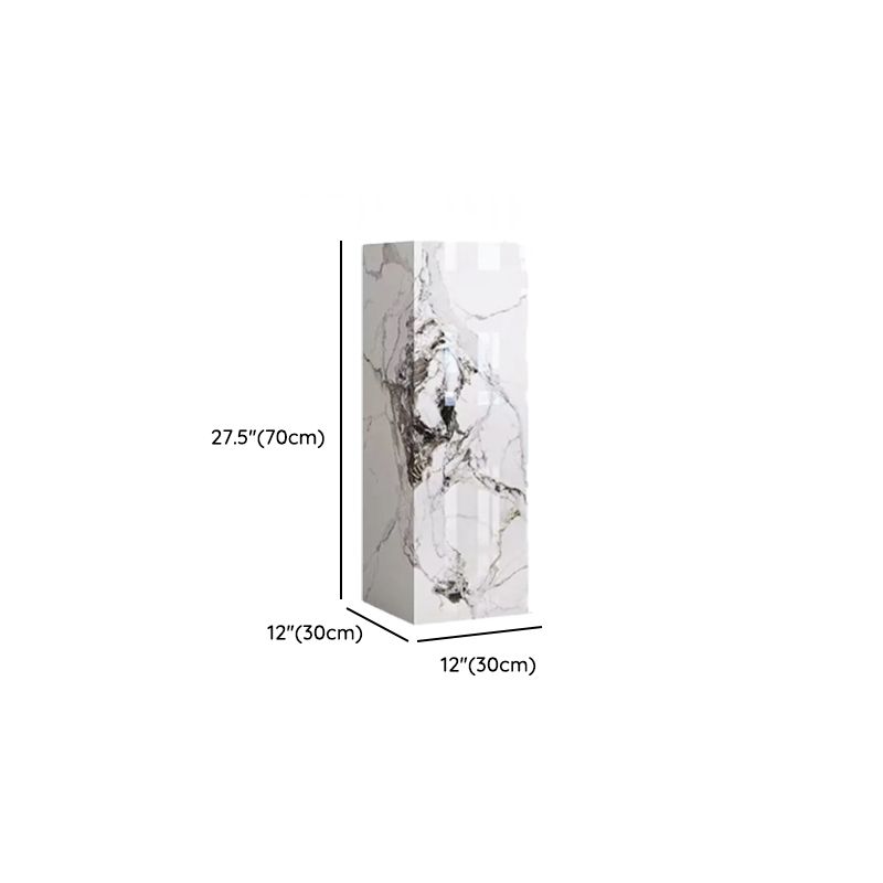 White Square Marble Pattern Stone Display Table with Unfinished Finish, 30 to 39 in/20 to 29 in Height, Up to 19 in Size