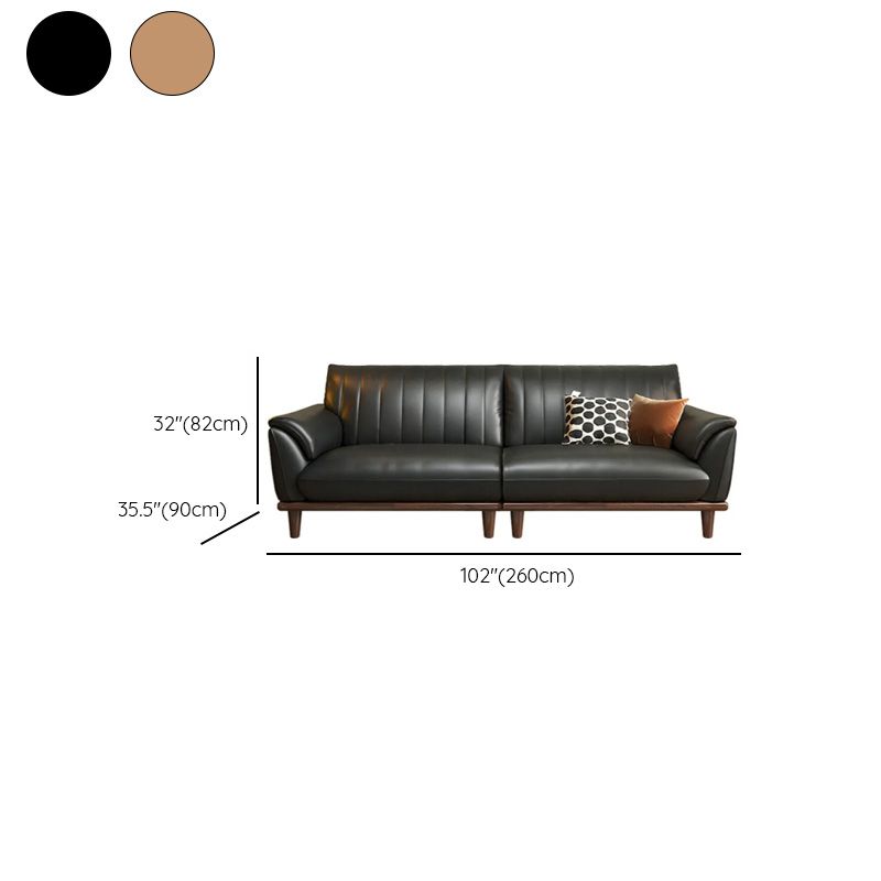 Modern Solid Color Scratch-defiant Standard Sofa/Loveseat in Black/Light Brown Leather with 2 Pillows for 4-seater/3-seater/Seats 2