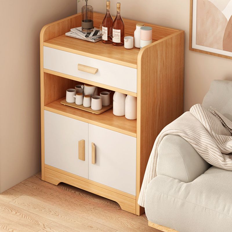 Modern Simple Style Narrow Sideboard with Hutch, 2 Shelves, Engineered Wood Countertop, and 2 Doors
