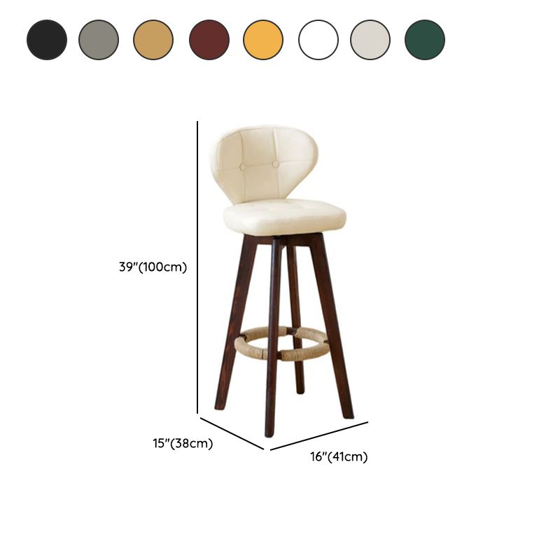 Casual Rawhide Bar Stools in Gray/Emerald Green/Caramel with Back, Turned Swivel, Rectangle Seat Style, and Leg Rest