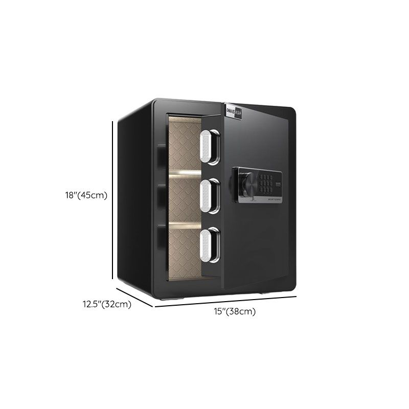 Steel Security Safe with Battery, Pry Resistant, Lockable, Keys, Interior Lining, and Shelves