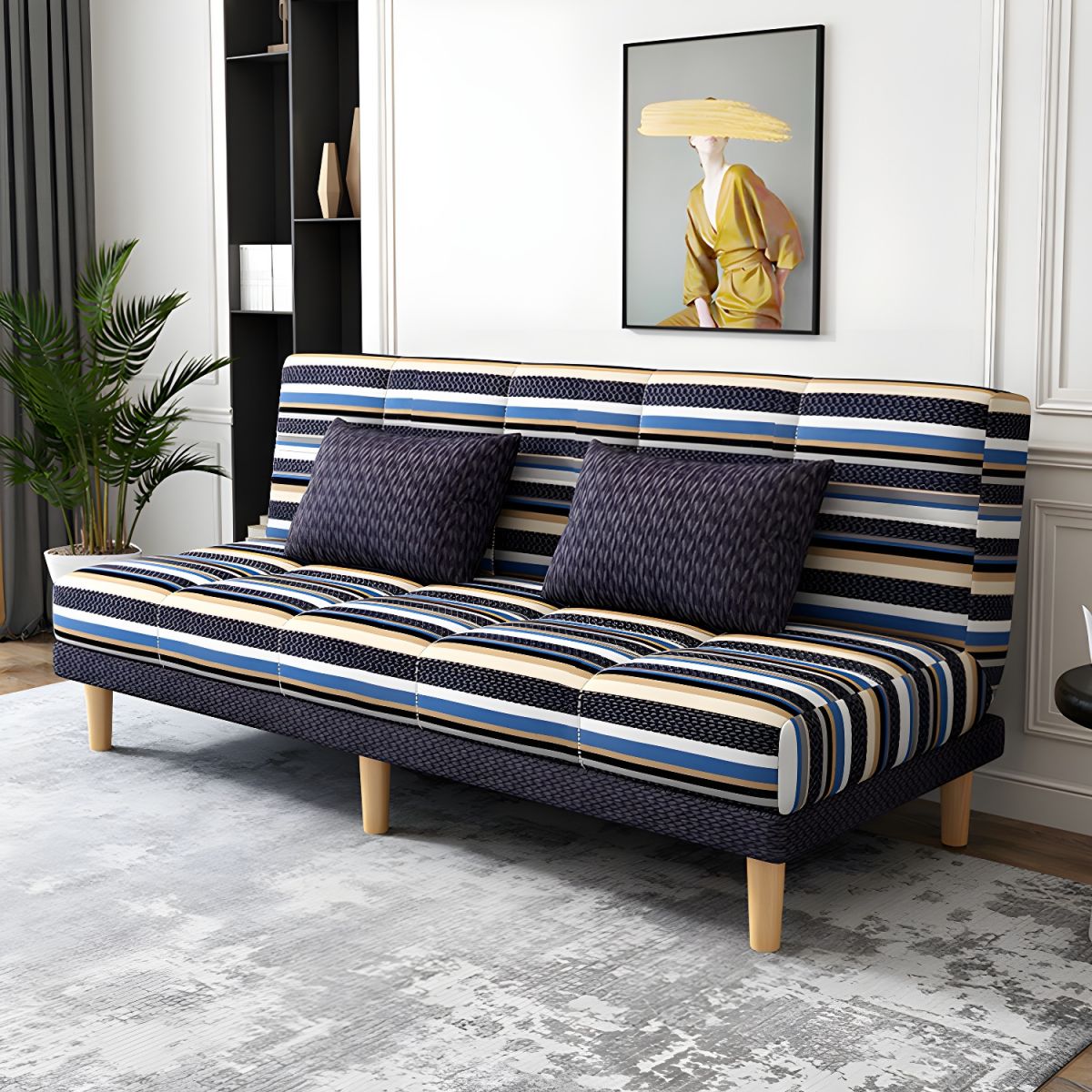 Contemporary Armless Standard Sofa Bed Dual Purpose Sofa for Living Room