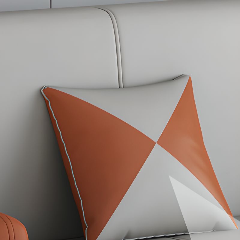Convertible Sofa in Gray/Cerulean/Off-White with Armrest and 3 Pillows