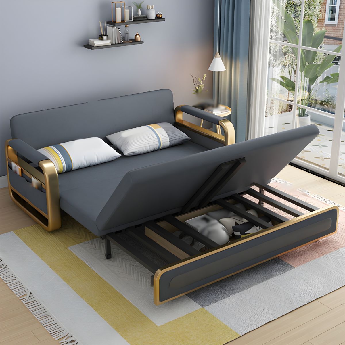 Convertible Futon Sofa Bed Tight Back Faux Leather Settee Loveseat