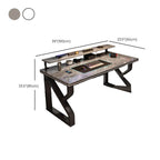 Grey/Chalk Minimalist Gaming Computer Desk with Rust Resistant Trestle Base, Exterior Shelf, Wire Management, and Stone Top