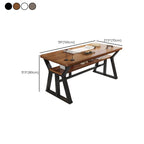 Casual Writing Desk with Storage, Scratch-proof Trestle Base, Exterior Shelf, and Ink/Dove Grey/Chalk Lumber Top