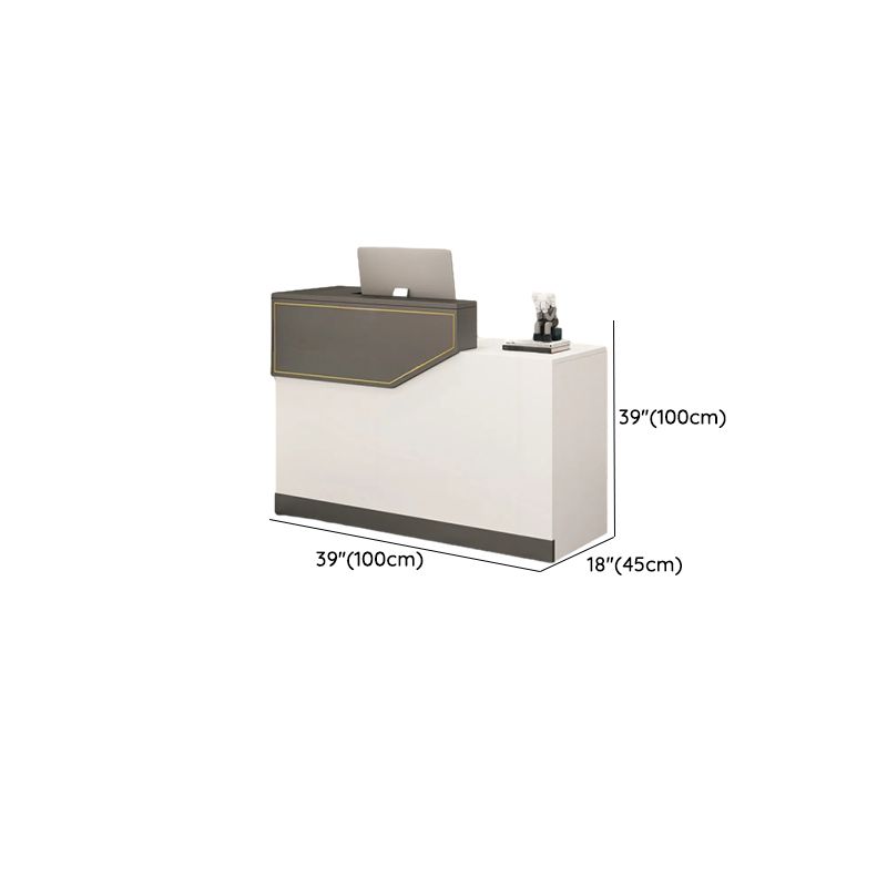 Rectangle Manufactured Wood Top Reception Desk with Locker, Hutch & Cable Management
