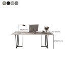 Casual Writing Desk with Easy Assembly and Corrosion Resistant Double Pedestal Base in Ink/Chalk/Beige, Unattached Slate Top