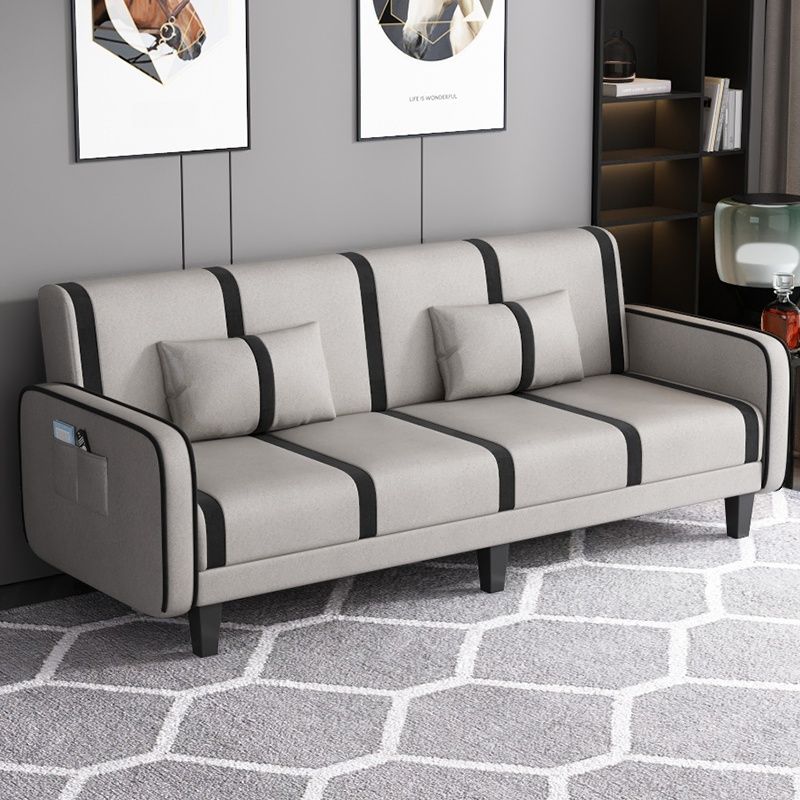 Trendy Solid Color Stain Resistant Standard Sofa/Loveseat in Dark Gray/Cerulean/Light Brown with Arm, Seats 3/2 People, and 2 Pillows