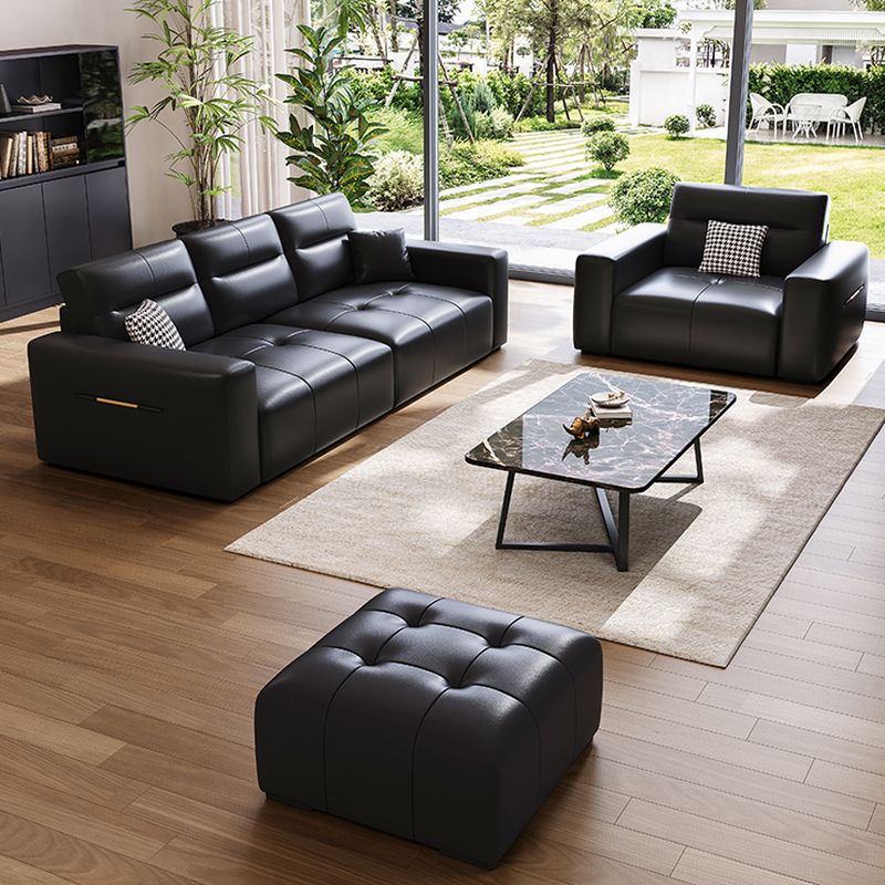 Contemporary Modern Stain Resistant Midnight Black Solid Color Sofa/Single Sofa with 2 Pillows/1 Pillow for Seats 4/2-seater/Seats 3