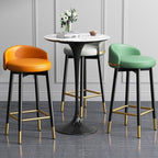 Casual Soft Seating/Rawhide Bar Stools in Midnight Black/Light Gray/Amber Color with Back Round Top and Leg Rest