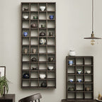 Pecan Floating Mount Accent Cabinet with Visible Storage, Wall Cabinet, and Fitted Assembly
