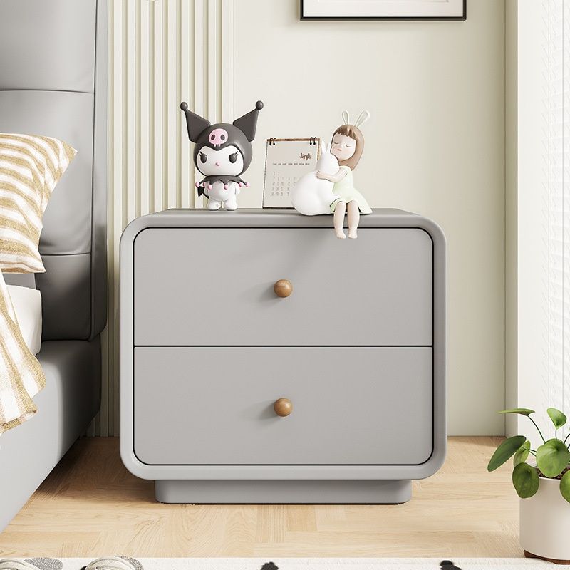 Modish Nightstand With Drawer Organization, 2 Drawers, and Pleather Countertop