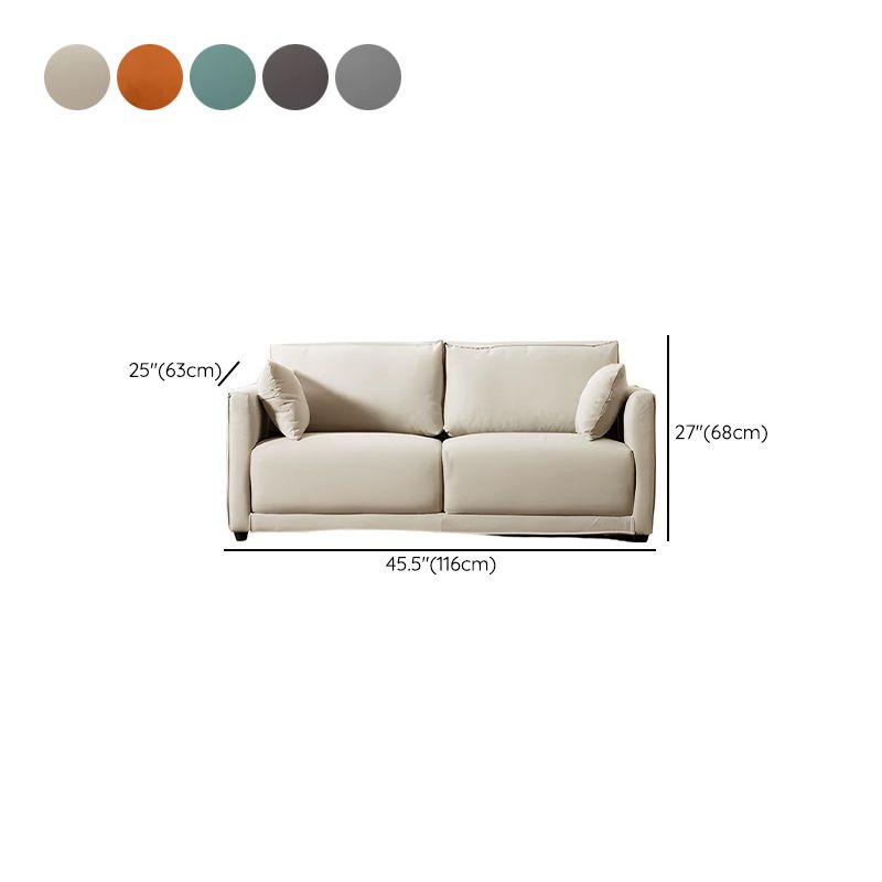 Modish Solid Color Stain Resistant Loveseat with Arm for 2 and 2 Pillows