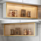 Modern Faux Wood Wall Mounted Display Cabinet with Glass Door