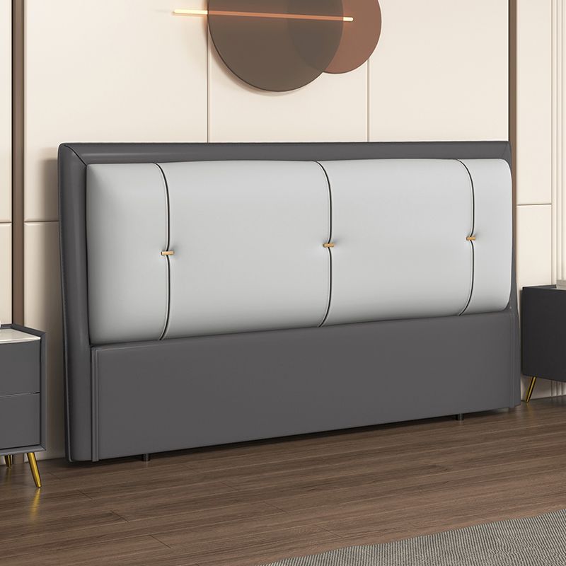 Trendy No Distressing Panel Headboard in Natural Wood, Rectangle Shape for Queen/Full Bed, Sponge Upholstery Fill, Standard Height