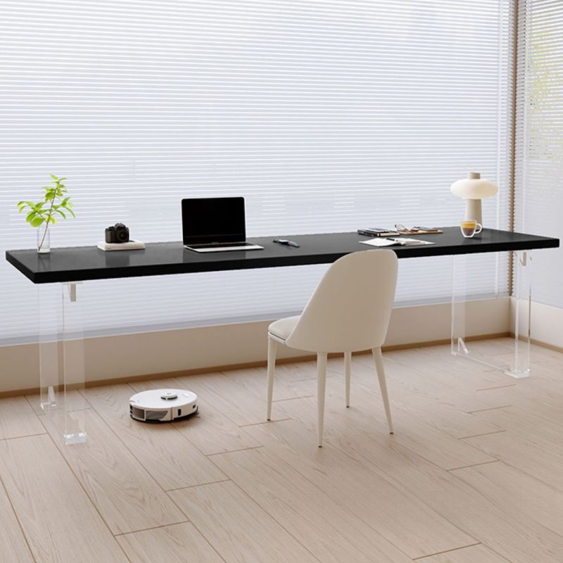 Casual Writing Desk with Easy Assembly, Scratch-proof Sleigh Base, Ink Pine Wood/Slate Top