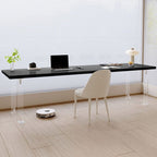 Casual Writing Desk with Easy Assembly, Scratch-proof Sleigh Base, Ink Pine Wood/Slate Top