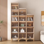 Simple Rectangular Standalone Accent Cabinet with Closet, Laminate Countertop, Glazed Door, and Sand Top
