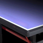 Indoor Ping Pong Table with Synthetic Laminate Top in Ink/Cerulean/Olive Green and Included Table Tennis Paddle