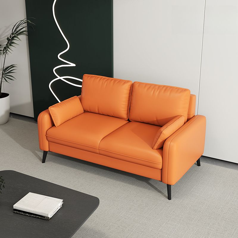Contemporary Modern Solid Color Water Resistant Loveseat in Cerulean/Jade Green/Amber Color for 2 People with 2 Pillows