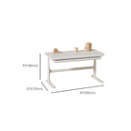 Bend-resistant Trestle Base Table with 1 Drawer, 1 Shelf, Manual Height Adjustment, Chalk Top, and Self-supporting Bookcase