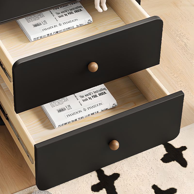 Modish Nightstand With Drawer Organization, 2 Drawers, and Pleather Countertop