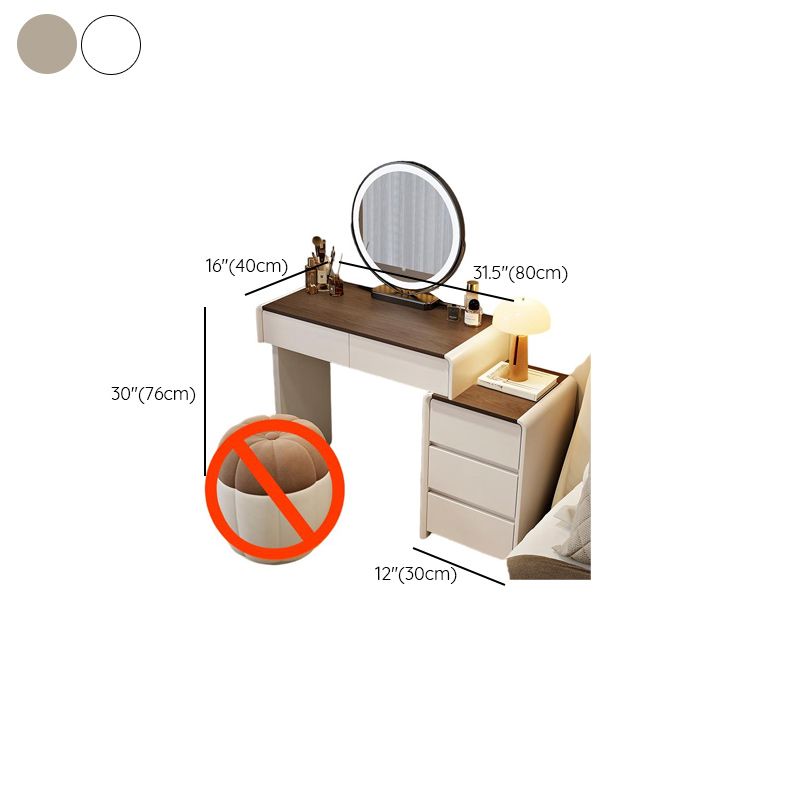 Modish Wood Standard/Small Vanity Set with 5 Drawers and Light Up Mirror