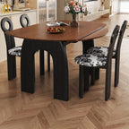 Composite Wood Dining Table with Legs, Leaf Included, Seats 8/Seating for 6, Solid+ Engineered Wood Top