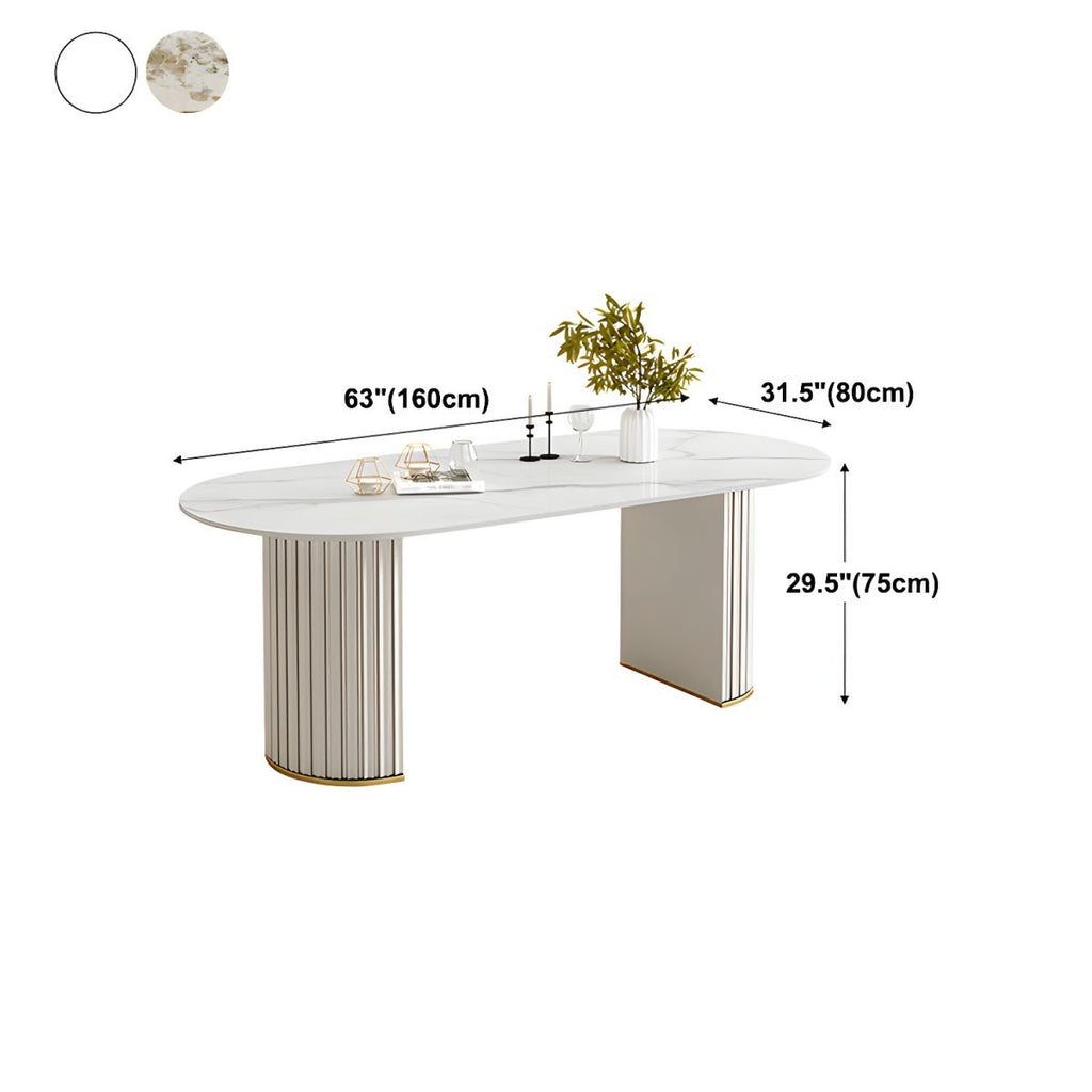 Modern Style Sintered Stone Dining Set Oval 1/2/5/6/7 Pieces Dining Set for Dining Areas
