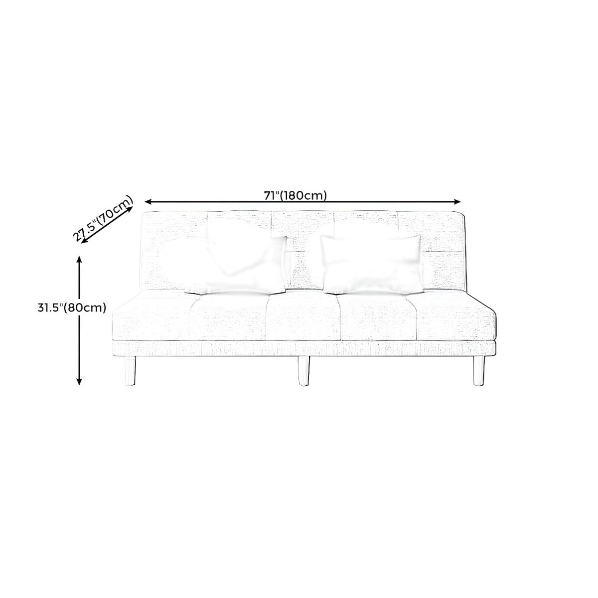 Modern Armless Settee 27.55" W Convertible Sleeper Sofa for Living Room