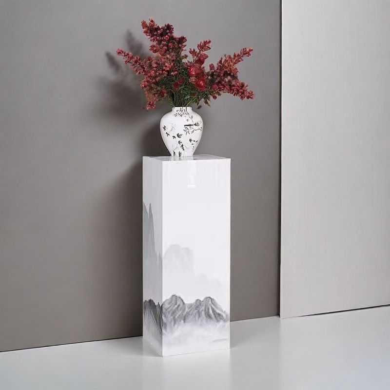 Multiple Colour Square Marble Pattern Stone Display Table with Unfinished Finish, 30 to 39 in Height, Up to 19 in Size