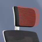 Upholstered Midnight Black/Dove Grey Office Chairs with Portable Wheels, Lumbar Support, Tilt Available, Flip-Up Armrest, and Headrest