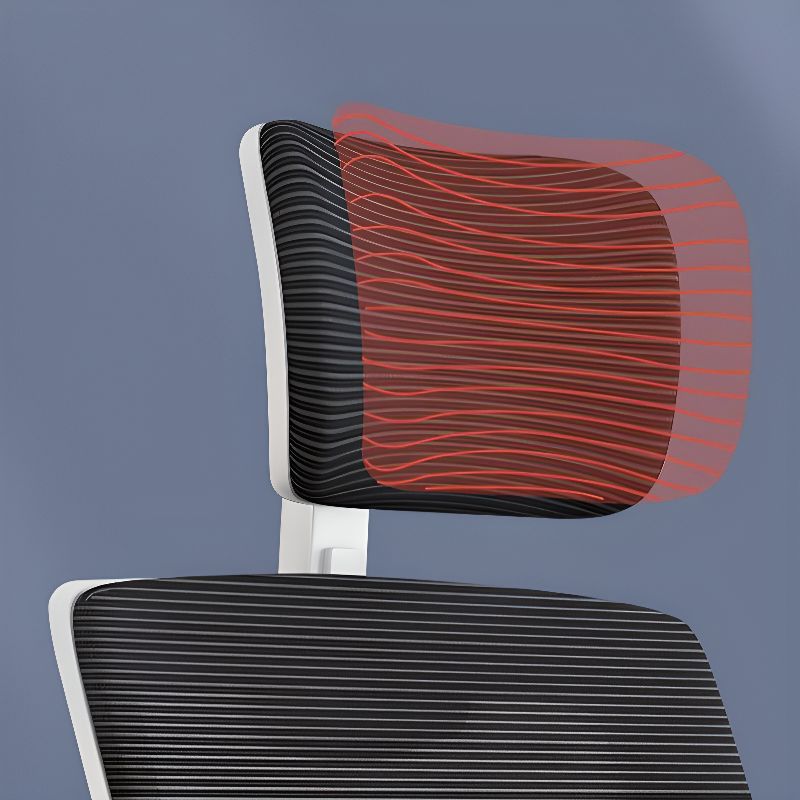 Upholstered Midnight Black/Dove Grey Office Chairs with Portable Wheels, Lumbar Support, Tilt Available, Flip-Up Armrest, and Headrest