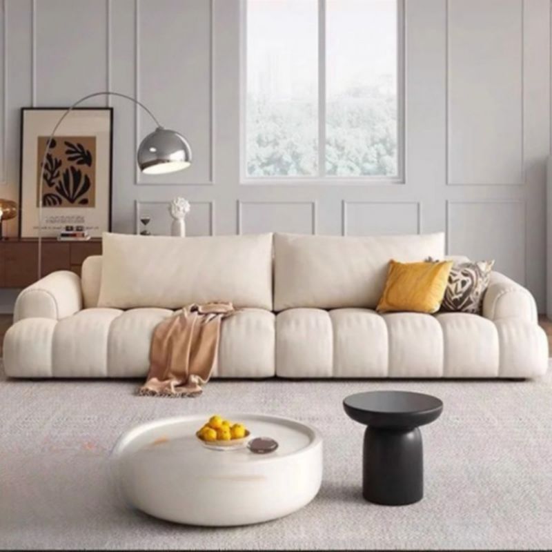Off-White Standard Sofa with Armrest for Drawing Room