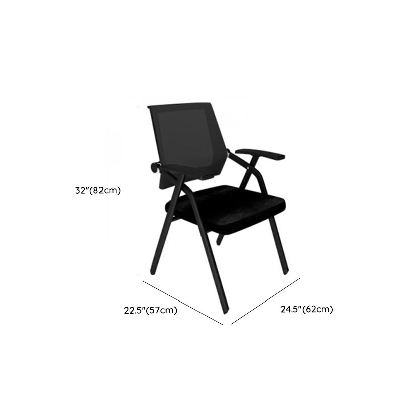 Contemporary Compact Ventilated Back Training Chair/Side Chair With Arms and Metal Frame for Tile Flooring