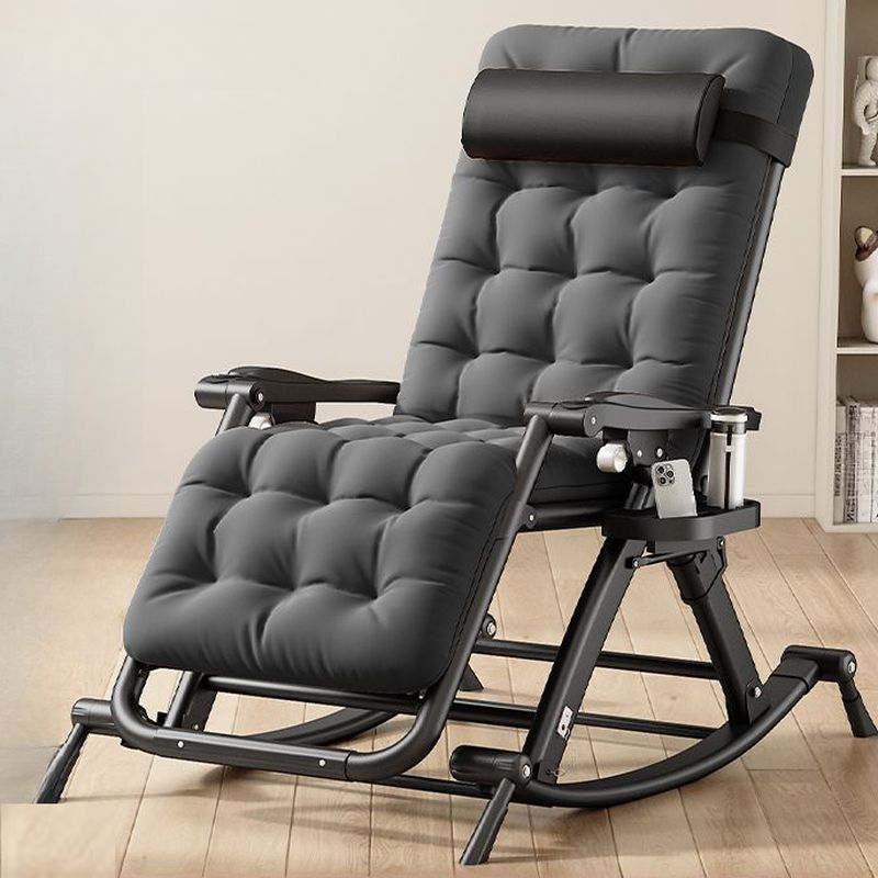 Contemporary Alloy Rocking Chair with Scratch-defiant Padded Seat and Track Arm