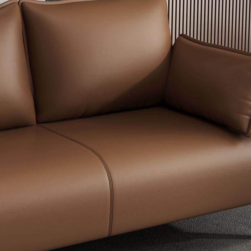Drawing Room Sofa in Pu Leather with Cerulean/Mocha/Off-White Armrest