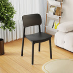 Art Deco Parlor Side Chair with Ventilated Back, Ink/Dark Gray/White Synthetic Material Legs, Pile-upon-able, and Foot Pads