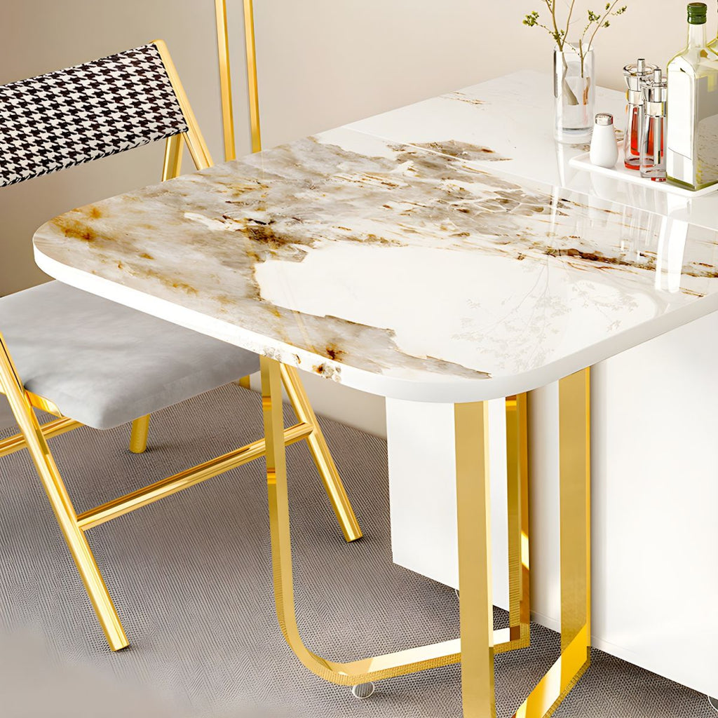 Modern Sintered Stone Dining Table Set 1/3/5/7 Pcs Folding Table and Chairs