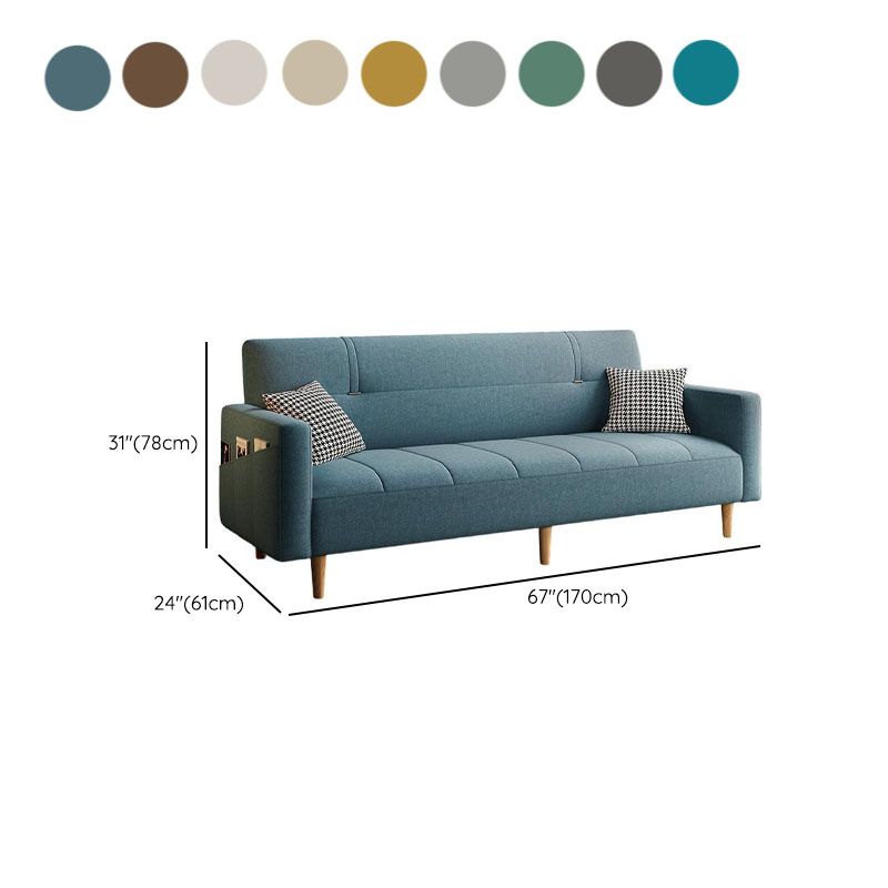 Standard Sofa/Loveseat in Cotton Linen with Light Gray/Cerulean/Olive Green Upholstery and Arm
