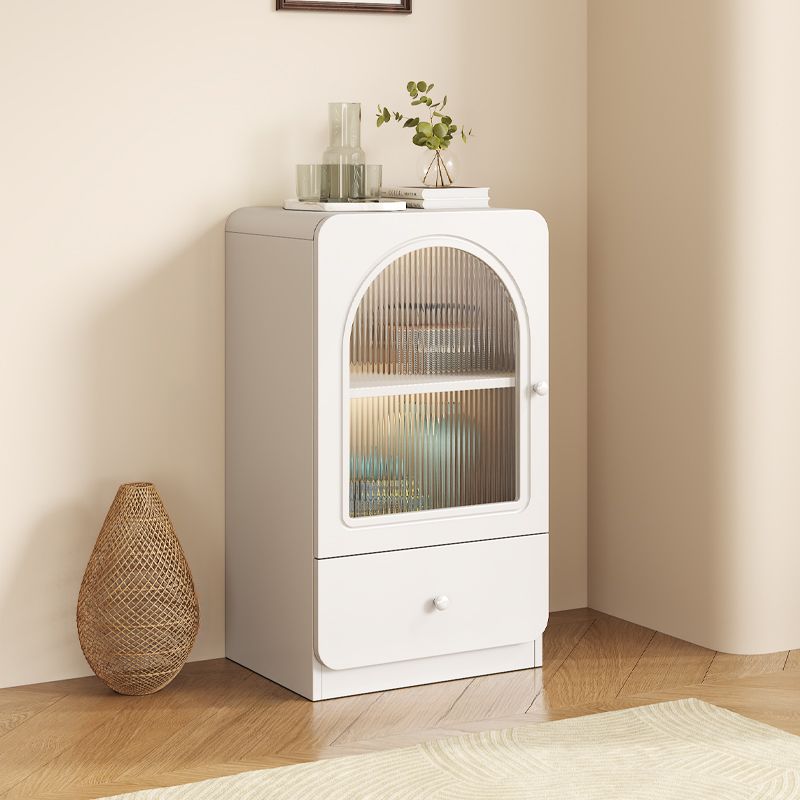 Rectangular Accent Cabinet with Closet, Glazed Door, Cabinet Knobs, Chalk/Sepia Top, Soft Close Drawer, and Stain Resistant Finish