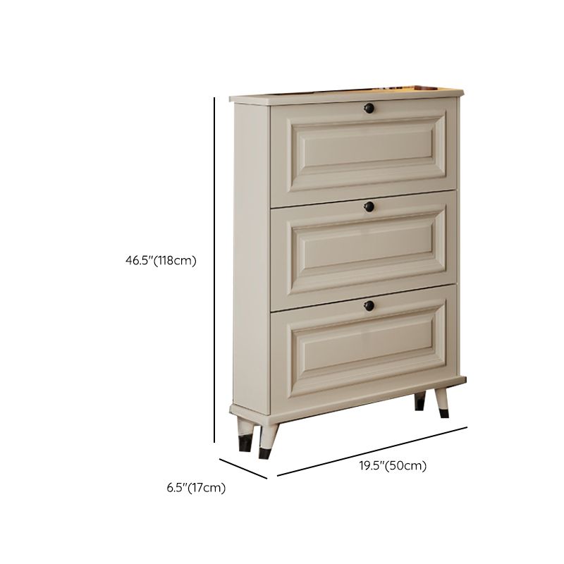 White Modish Manufactured Wood 3 Tiers Shoe Storage, Independent with Closed Back
