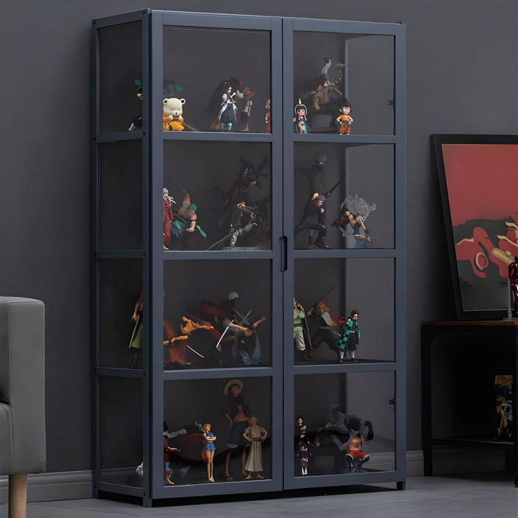 Bamboo Display Storage Cabinet Modern Multi-shelf Acrylic Door for Living Room