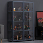 Bamboo Display Storage Cabinet Modern Multi-shelf Acrylic Door for Living Room