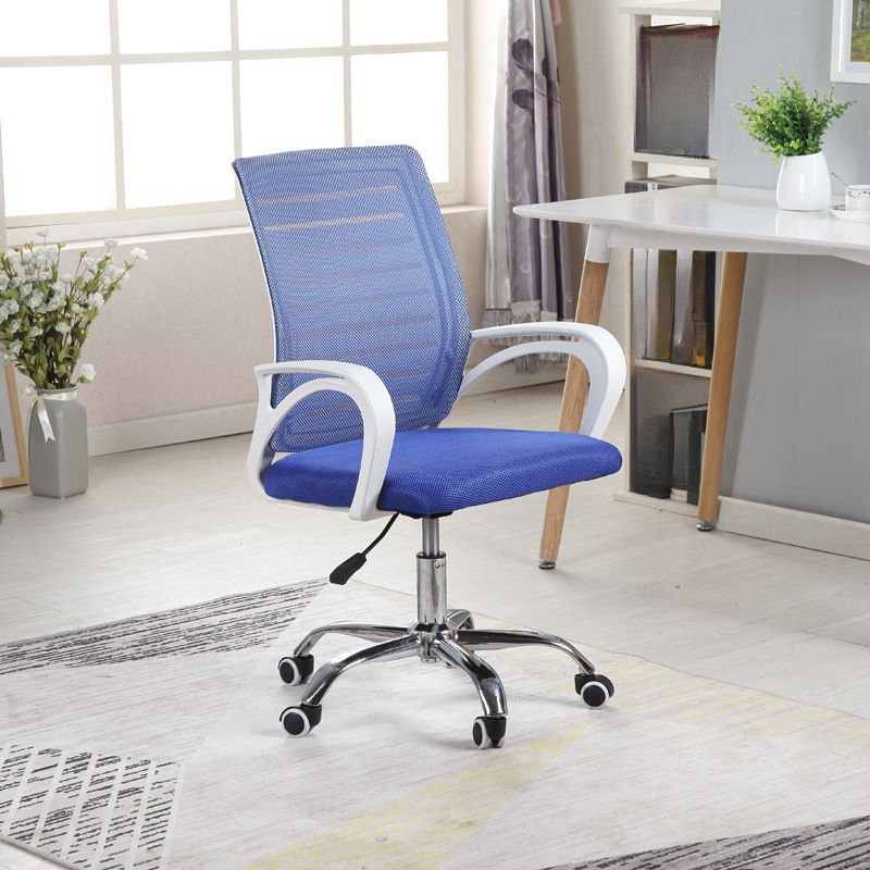 Light Gray/Rose/Light Green Mesh Studio Chairs with Armrest, Rollers, and Ergonomic Lumbar Support